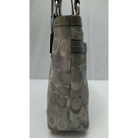 Coach Penelope Signature Gray Canvas Leather Trim Zipper Tote Shoulder Bag - Picture 4 of 13